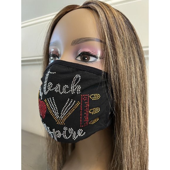 Teacher Inspire Rhinestone Bling Face Mask - Picture 6 of 10